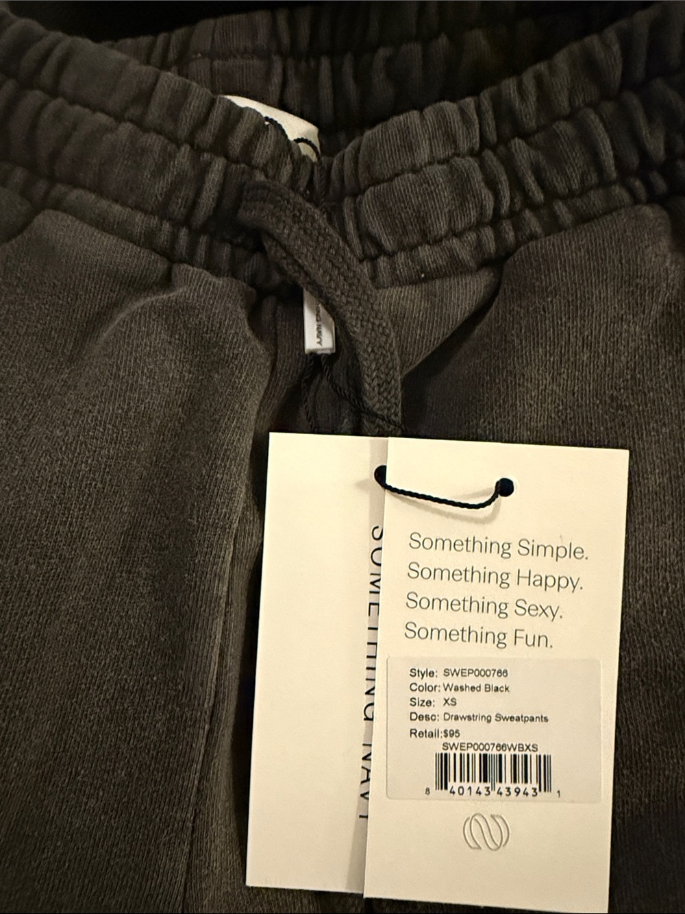 Something Navy Washed Black Womens Drawstring Joggers